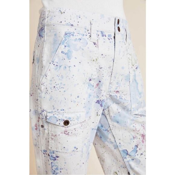 By Anthropologie The Wanderer Watercolor Cargo Utility Pants 28 NWT - Picture 2 of 11